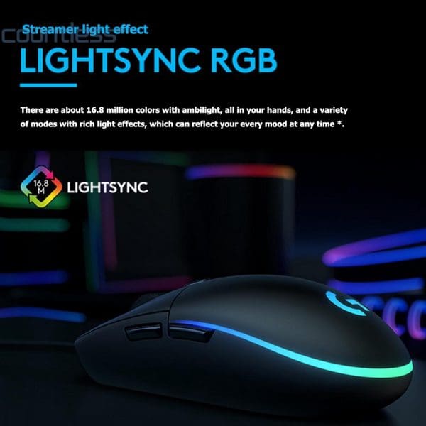 Logitech G102 LIGHTSYNC USB Souris Gaming (Noire) – Image 6