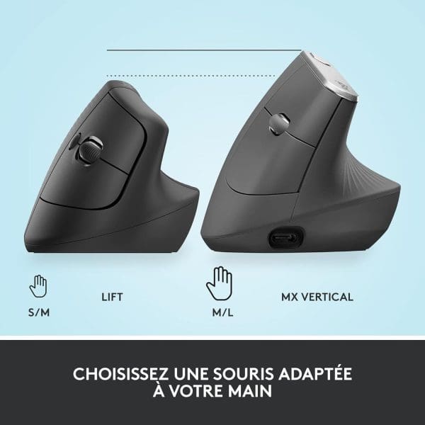 Logitech Lift Souris Ergonomique Verticale,(Noire) – Image 5
