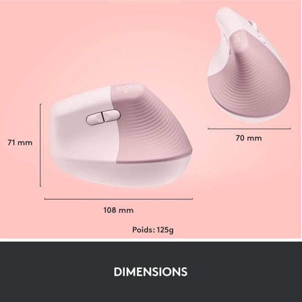 Logitech Lift Souris Ergonomique Verticale,(Rose) – Image 6