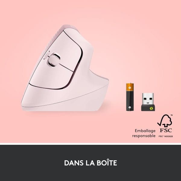 Logitech Lift Souris Ergonomique Verticale,(Rose) – Image 3