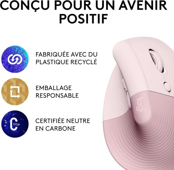 Logitech Lift Souris Ergonomique Verticale,(Rose) – Image 9