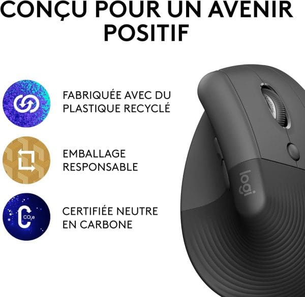 Logitech Lift Souris Ergonomique Verticale,(Noire) – Image 10