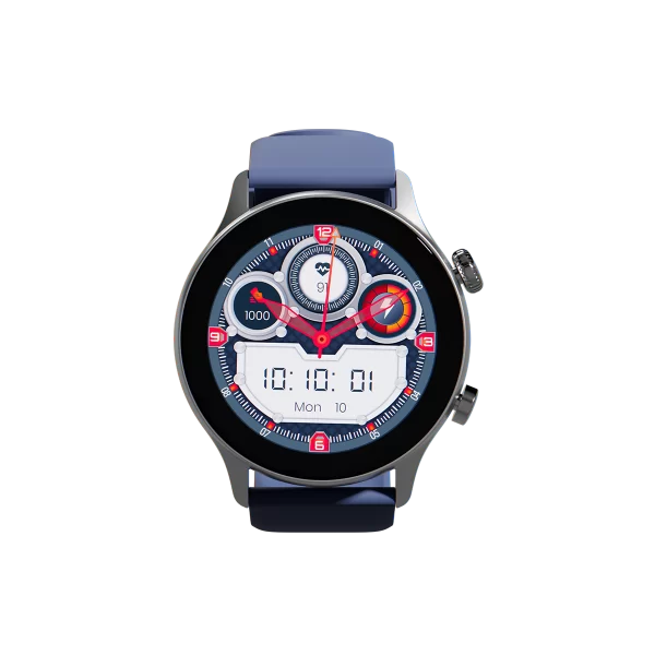 ORYX Gleam4 (Cadran Argent Bracelet Silicone Bleu) – Image 2