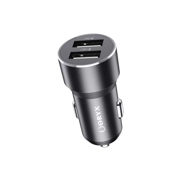 ORYX Chargeur de voiture, double port USB, 12W Noir