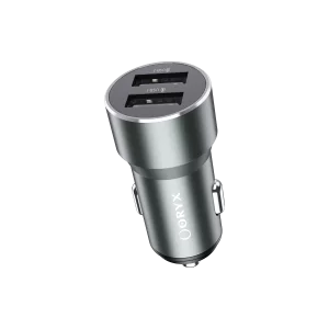 ORYX Chargeur de voiture, double port USB, 12W Gris
