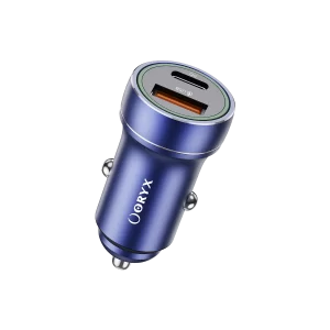 ORYX Chargeur de voiture rapide, Type-C et USB 20W Bleu