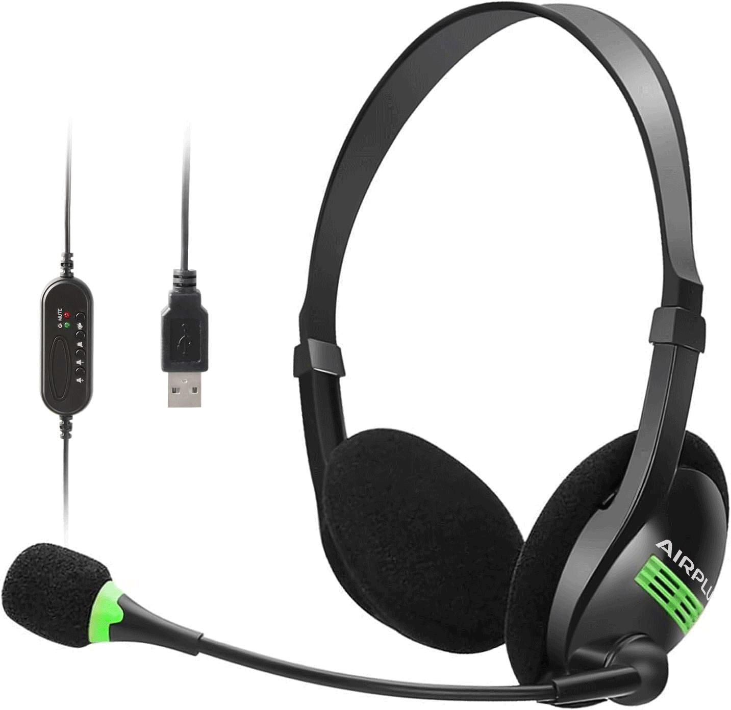 Airplus Casque USB avec microphone réduction du bruit et contrôle audio