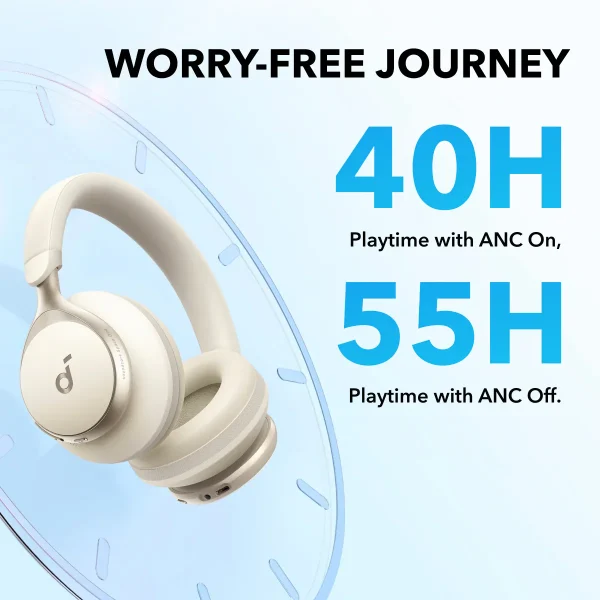 Soundcore by Anker Space One | Active Noise Cancelling Headphones Beige – Image 3